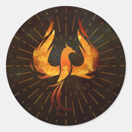 Fire Phoenix Bird Classic Round Sticker