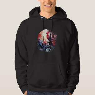 Fire Phoenix Bird Sakura Tree Mythical Bird Moon P Hoodie