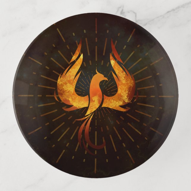 Fire Phoenix Bird Trinket Tray (Front)