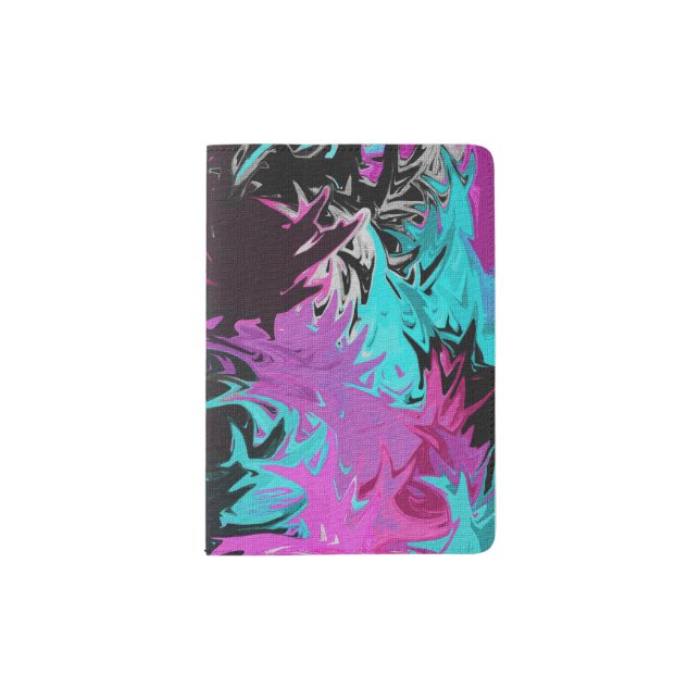 Fire Pink and Blue Passport Holder (Front)