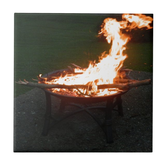Fire pit bonfire image ceramic tile (Front)