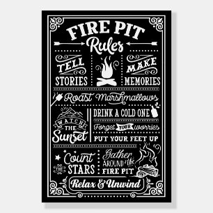 Fire Pit Rules - beige Foam Board