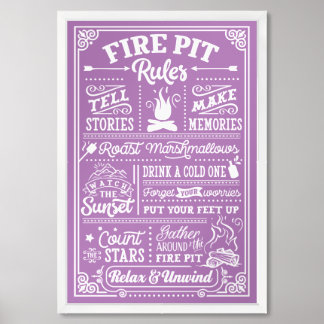 Fire Pit Rules - Lilac Framed Art