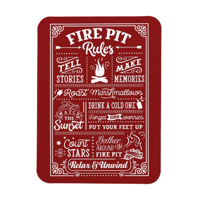 Fire Pit Rules List Custom Background Magnet (Vertical)