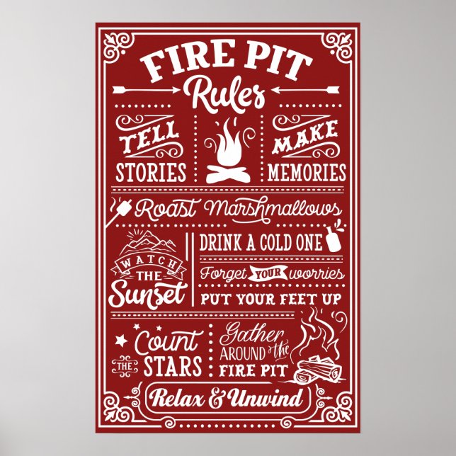 Fire Pit Rules List Custom Background Poster (Front)