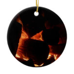 Fire Pit Winter Burning Logs Ceramic Ornament