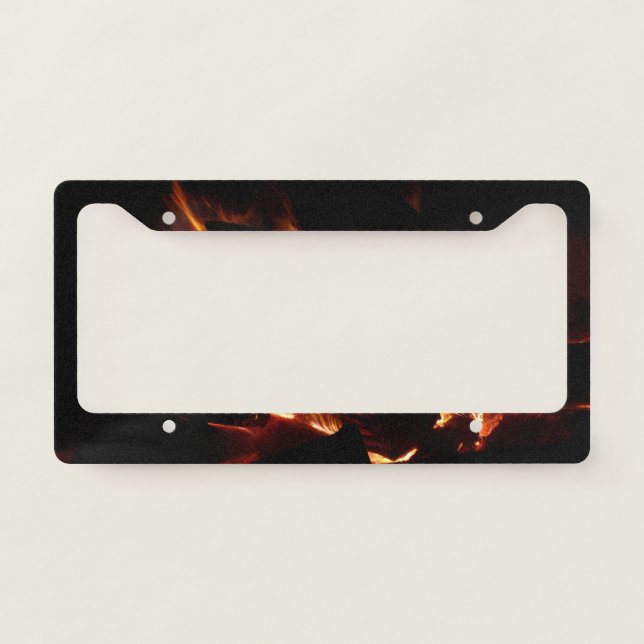 Fire Pit Winter Burning Logs License Plate Frame (Front)