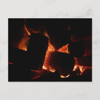 Fire Pit Winter Burning Logs Postcard