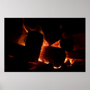 Fire Pit Winter Burning Logs Poster