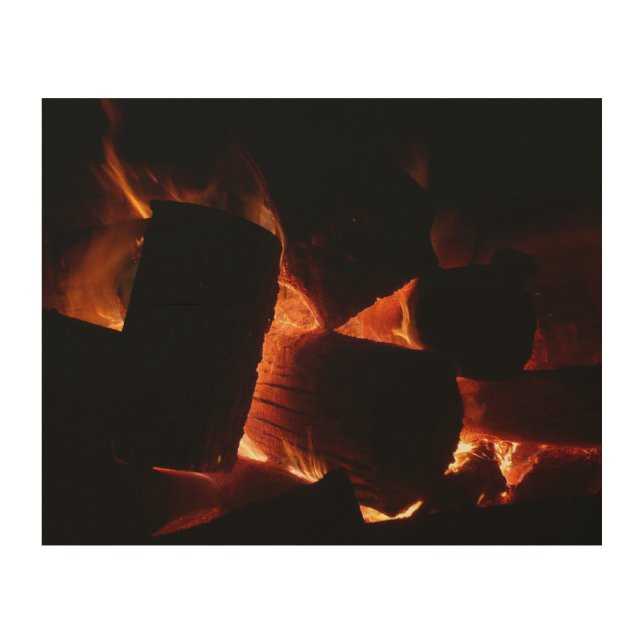 Fire Pit Winter Burning Logs Wood Wall Decor (Front)