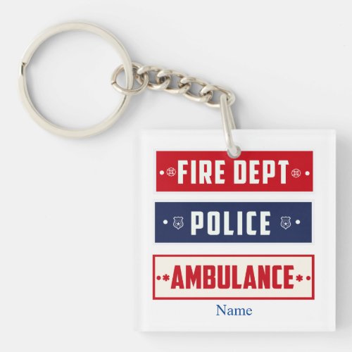 Fire Police Ambulance Logo Thunder_Cove Keychain
