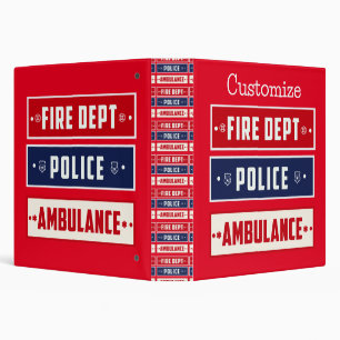Fire Police Ambulance Thunder_Cove 3 Ring Binder