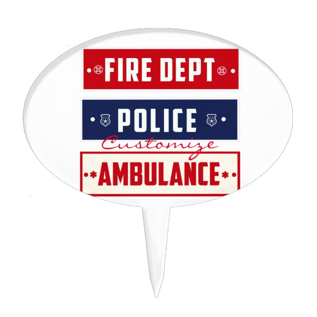 Fire Police Ambulance Thunder_Cove Cake Topper (Front)