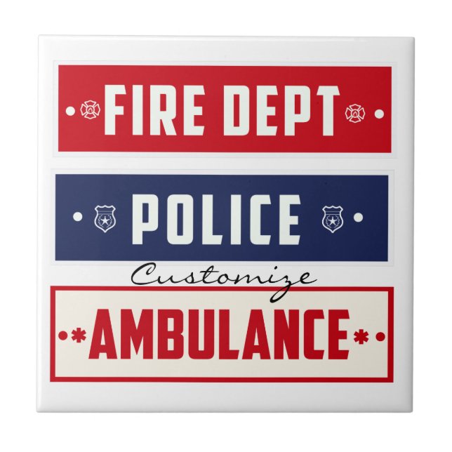 Fire Police Ambulance Thunder_Cove Ceramic Tile (Front)