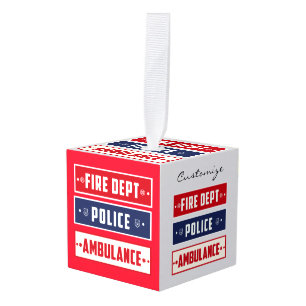 Fire Police Ambulance Thunder_Cove Cube Ornament
