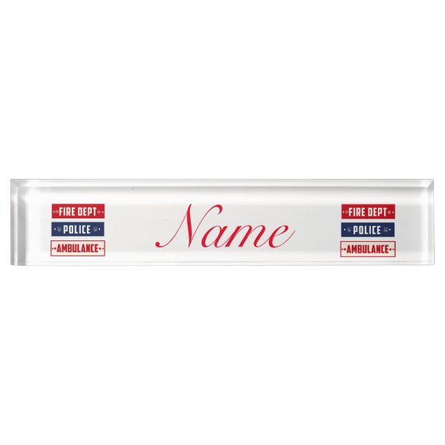 Fire Police Ambulance Thunder_Cove Desk Name Plate (Front)