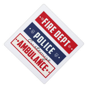 Fire Police Ambulance Thunder_Cove Graduation Cap Topper