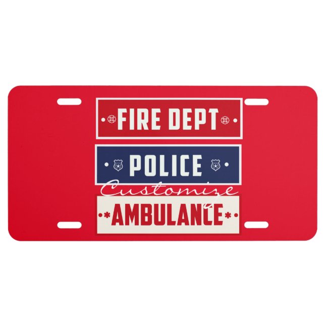 Fire Police Ambulance Thunder_Cove License Plate (Front)