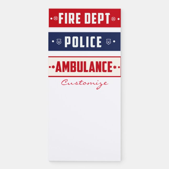 Fire Police Ambulance Thunder_Cove Magnetic Notepad (Front)