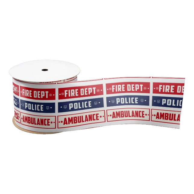 Fire Police Ambulance Thunder_Cove Satin Ribbon (Spool)
