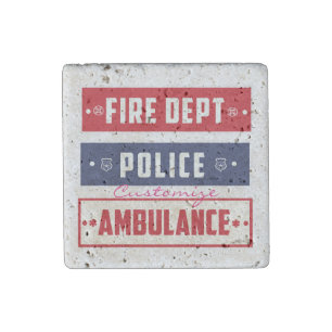 Fire Police Ambulance Thunder_Cove Stone Magnet