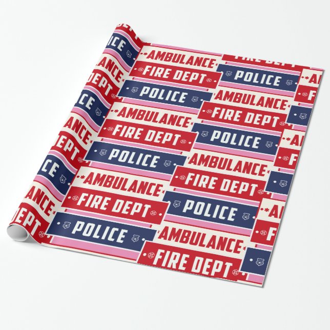 Fire Police Ambulance Thunder_Cove Wrapping Paper (Unrolled)