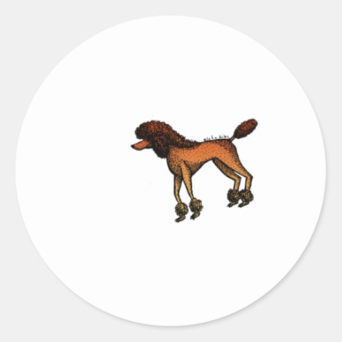 Fire Poodle  Classic Round Sticker