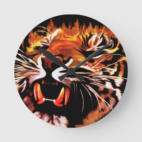 Fire Power Tiger Wall Clock