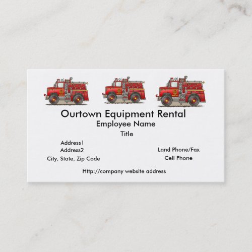 Fire Pumper Rescue Truck Business Card