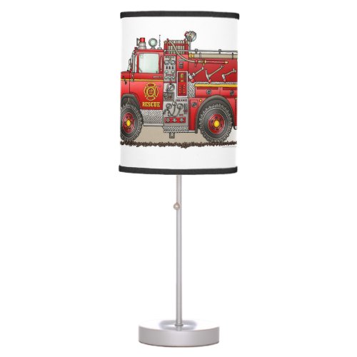 Fire Pumper Rescue Truck Table Lamp