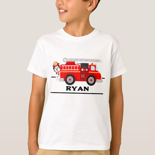 Fire Puppy And His Firetruck T-Shirt (Front)