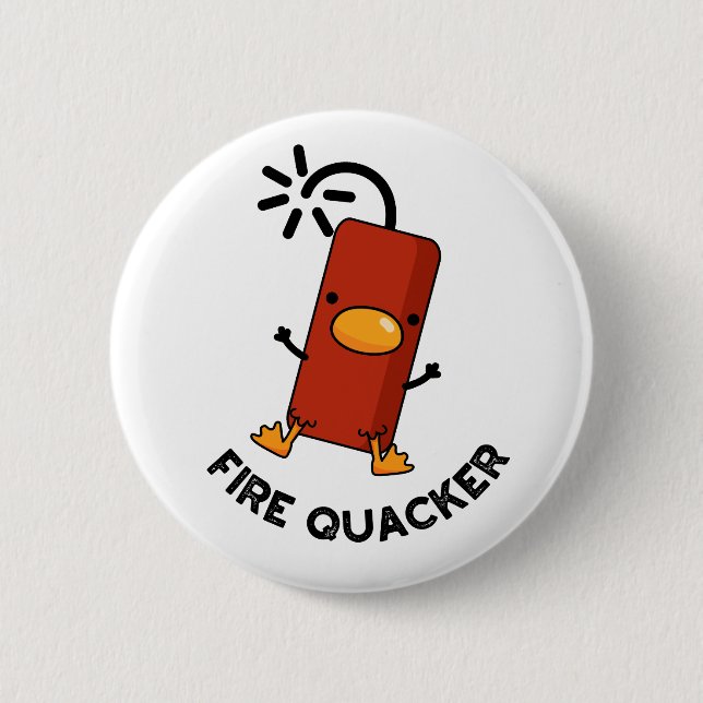 Fire Quacker Funny Fireworks Pun  Button (Front)