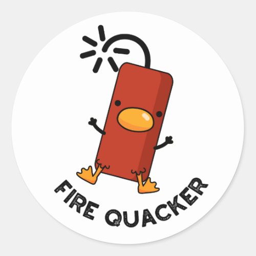 Fire Quacker Funny Fireworks Pun  Classic Round Sticker