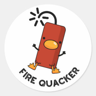 Fire Quacker Funny Fireworks Pun  Classic Round Sticker