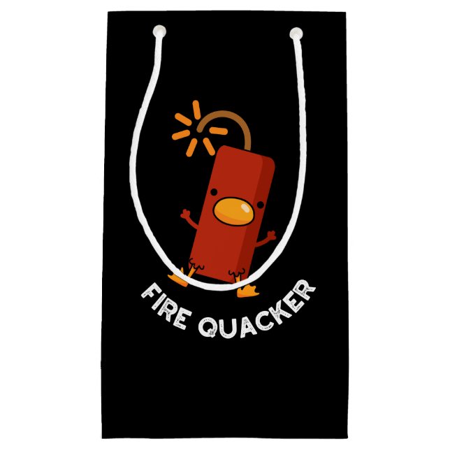 Fire Quacker Funny Fireworks Pun Dark BG Small Gift Bag (Front)