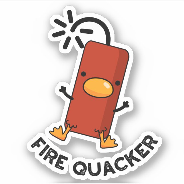 Fire Quacker Funny Fireworks Pun  Sticker (Front)