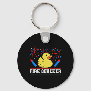 Fire Quacker Rubber Duck 4th Of July Firework Keychain