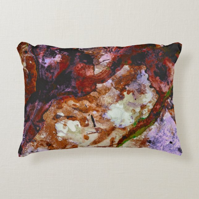 Fire Quartz Crystal Geode Marble Abstract Accent Pillow (Front)