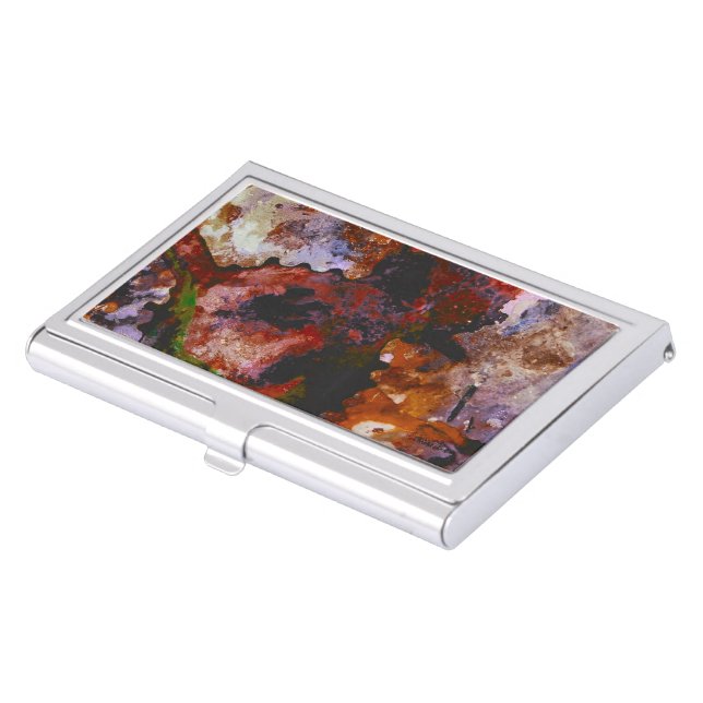 Fire Quartz Crystal Geode Marble Abstract Business Card Case (Front)