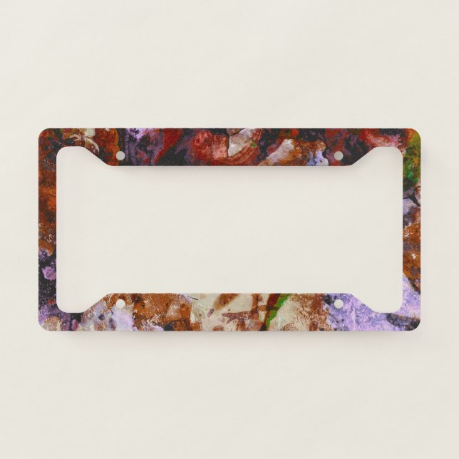 Fire Quartz Crystal Geode Marble Abstract License Plate Frame (Front)