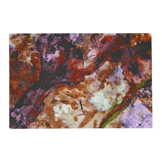 Fire Quartz Crystal Geode Marble Abstract Placemat (Front)