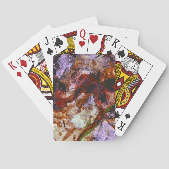 Fire Quartz Crystal Geode Marble Abstract Poker Cards (Back)