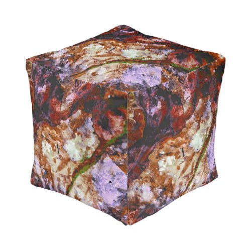 Fire Quartz Crystal Geode Marble Abstract Pouf