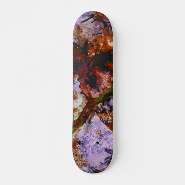 Fire Quartz Crystal Geode Marble Abstract Skateboard (Front)