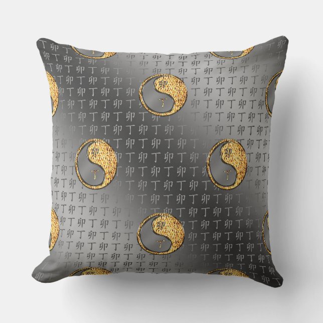 Fire Rabbit Throw Pillow (Front)