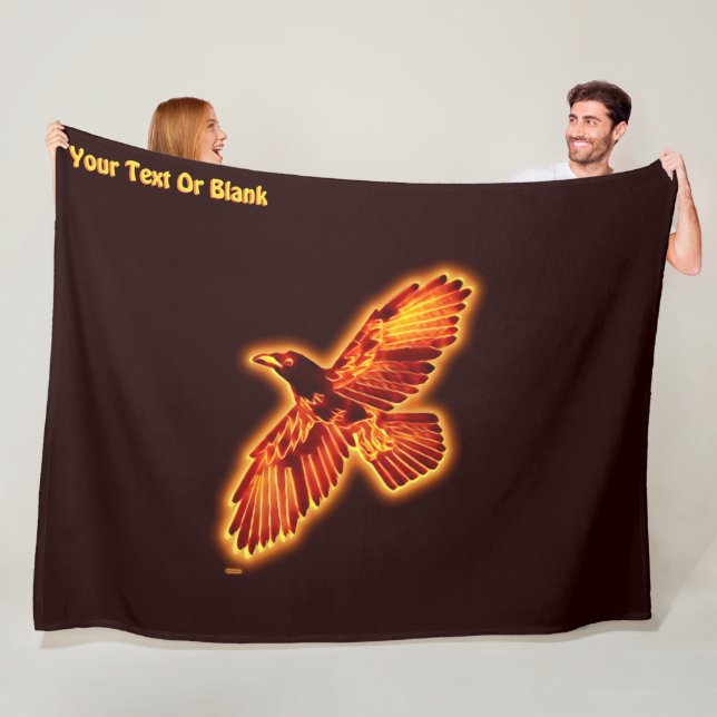 Fire Raven Fleece Blanket (In Situ)
