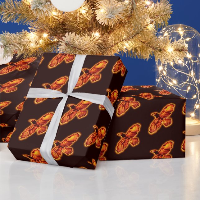 Fire Raven Wrapping Paper (Holidays)