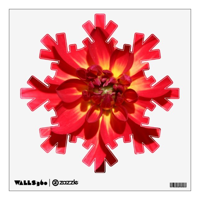 Fire Red Dahlia Flower Wall Decal (Front)