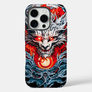 Fire Red Flame Mythical Dragon Head iPhone 16 Pro Case