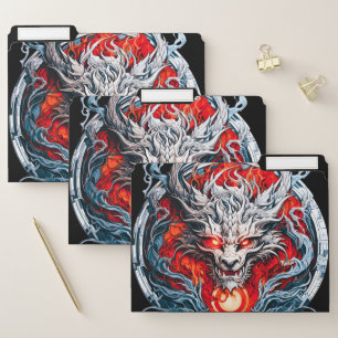 Fire Red Flame Mythical Dragon Head File Folder
